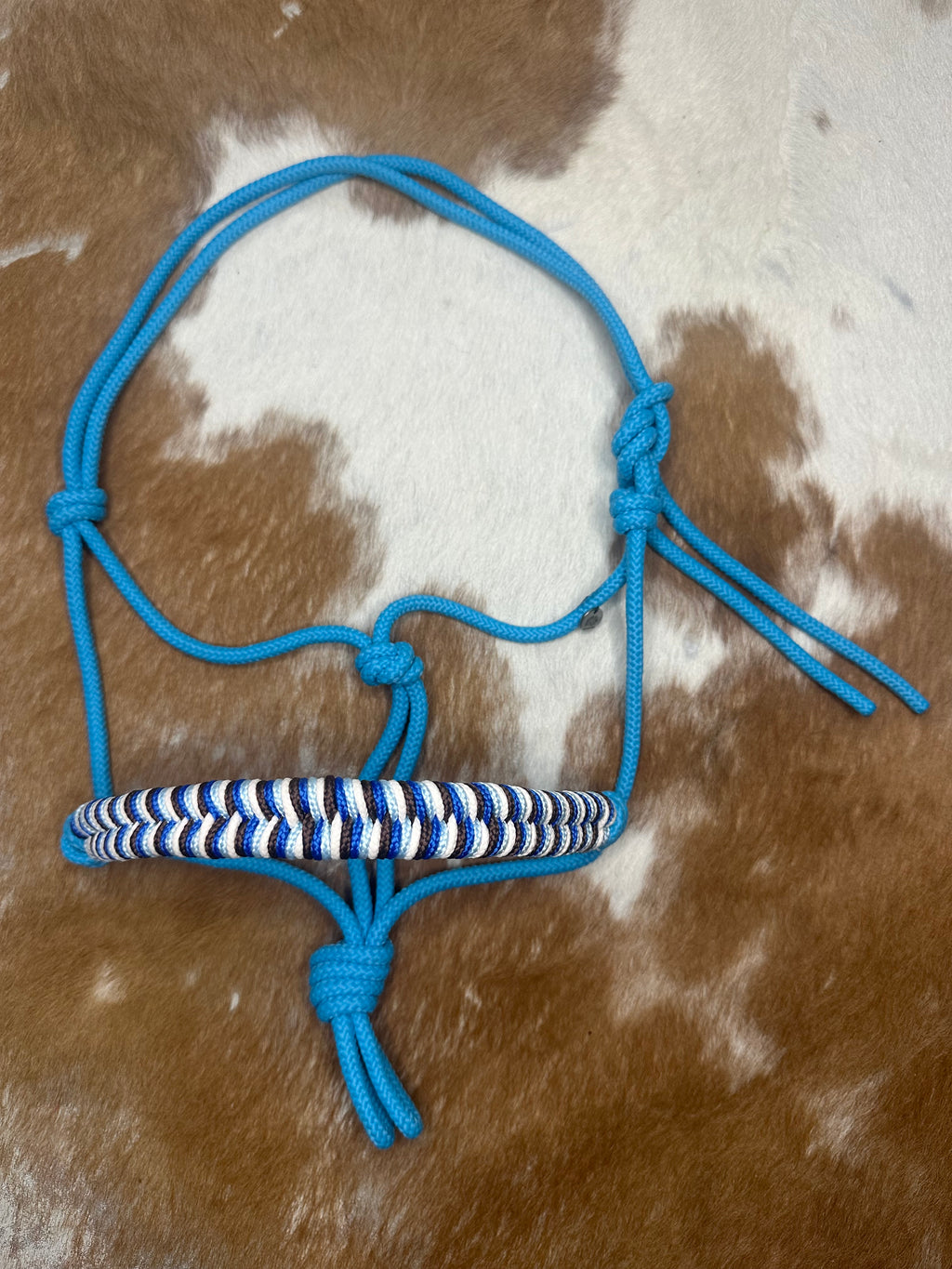 Touwhalster 'Mustang' in Turquoise met Bruin/Kobaltblauw/Babyblauw/Creme | Maat Shet