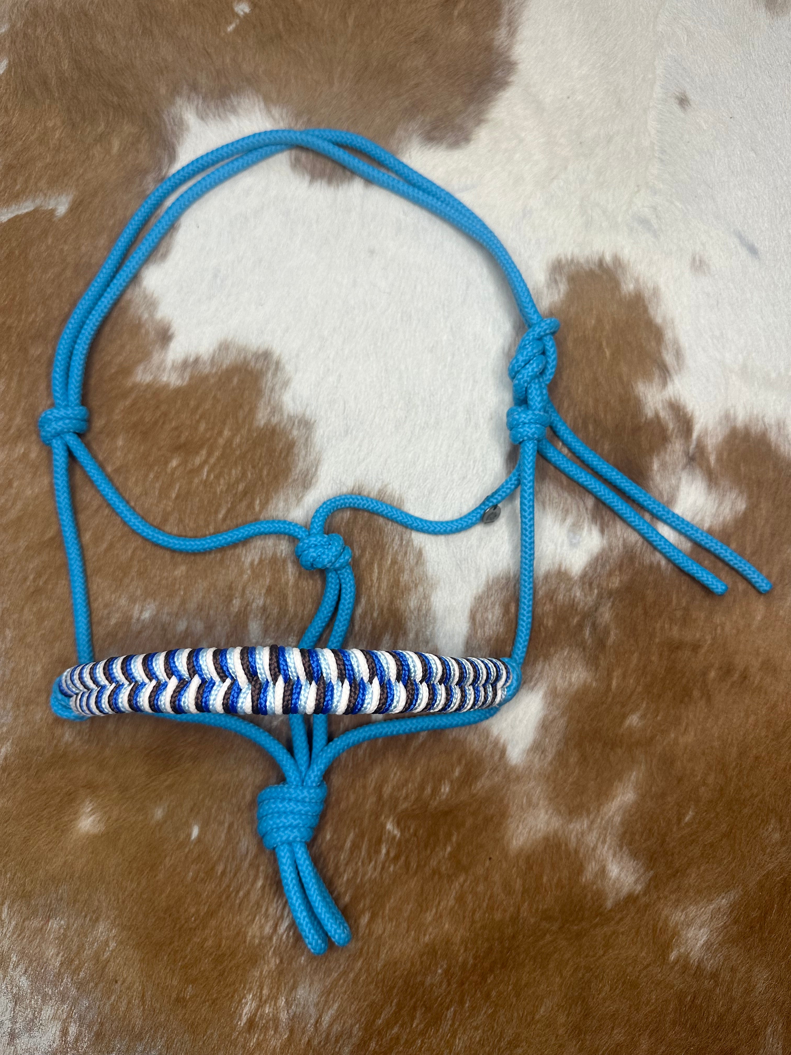 Touwhalster 'Mustang' in Turquoise met Bruin/Kobaltblauw/Babyblauw/Creme | Maat Shet