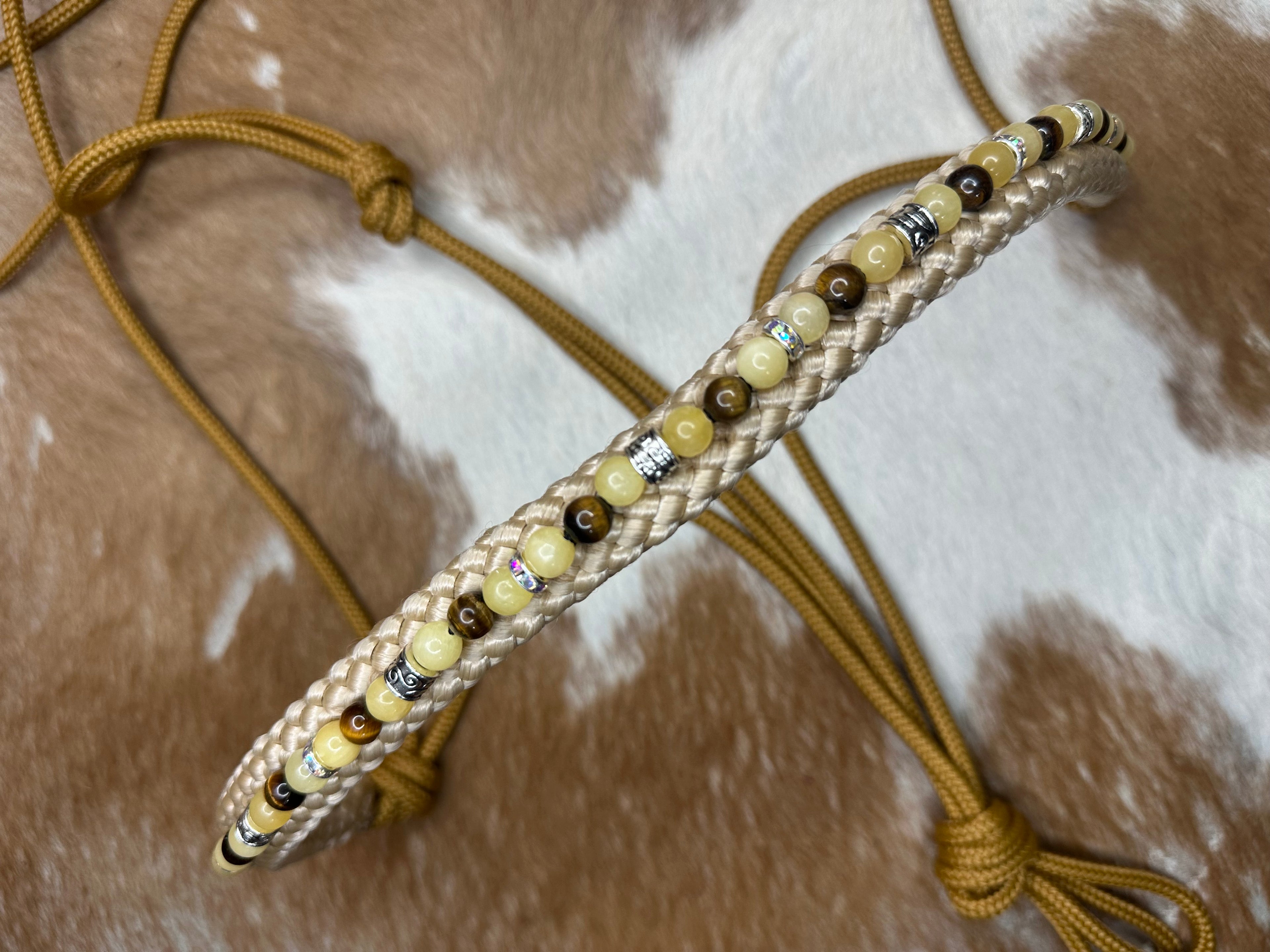 Touwhalster 'Crystal Deluxe - Gele Calciet & Tijgeroog'