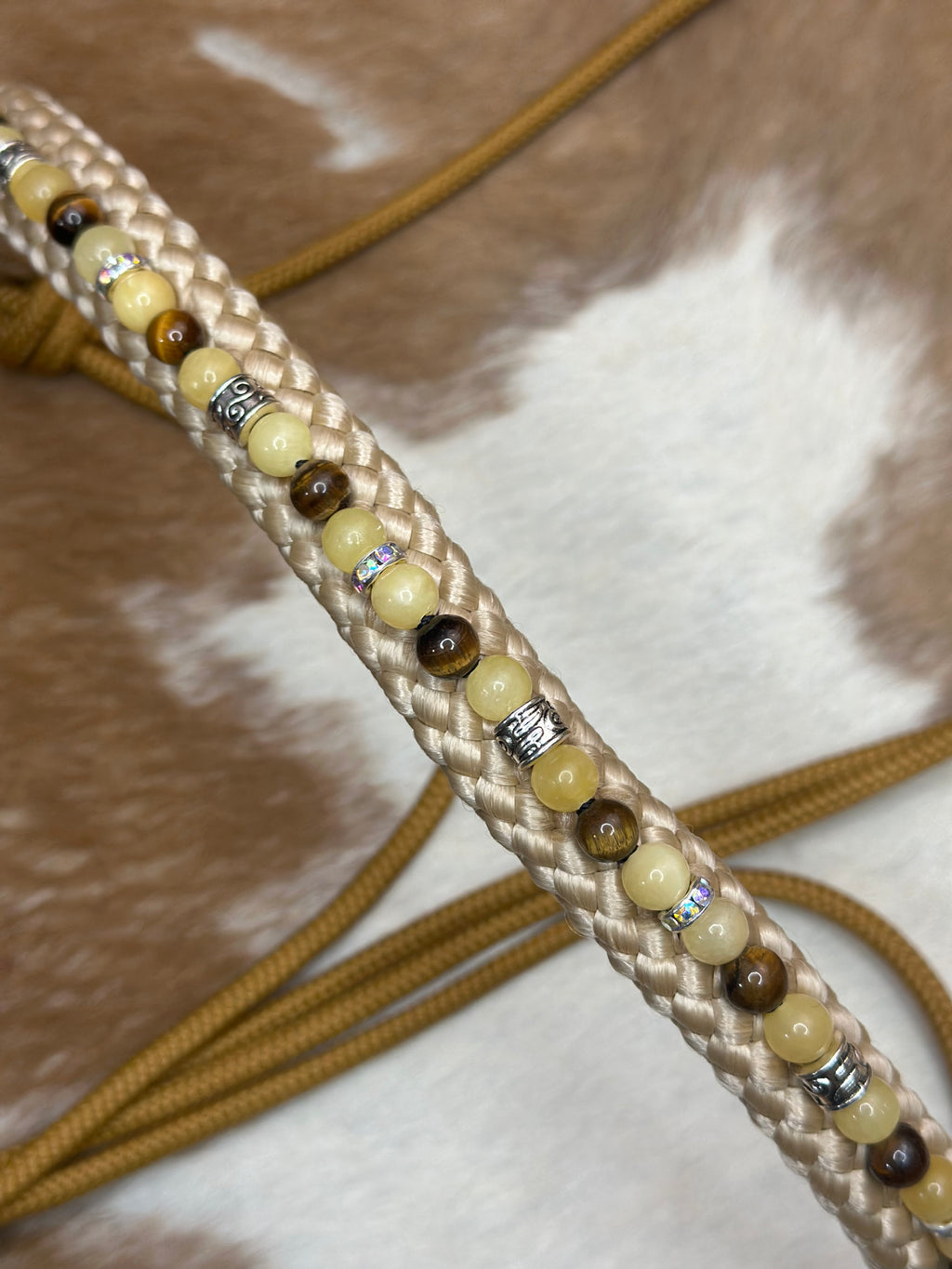 Touwhalster 'Crystal Deluxe - Gele Calciet & Tijgeroog'